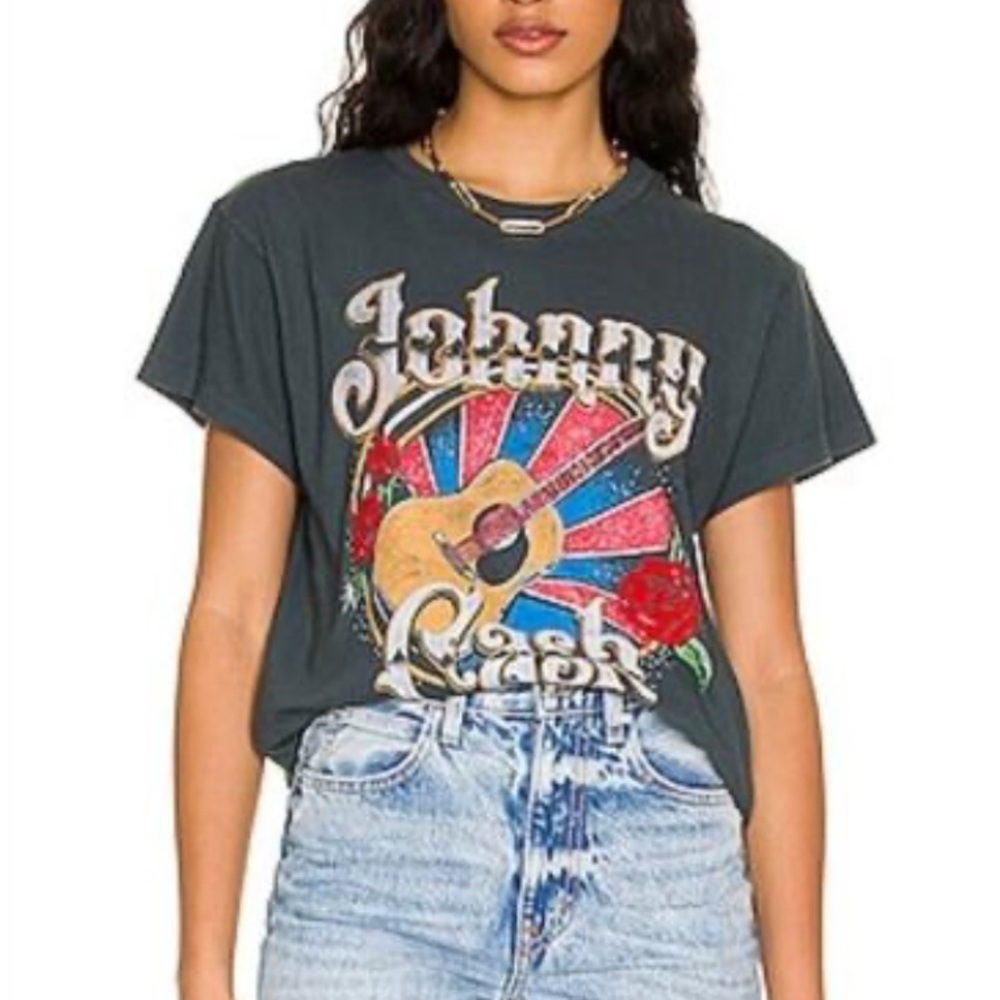 Daydreamer Johnny Cash Graphic Tee in Charcoal